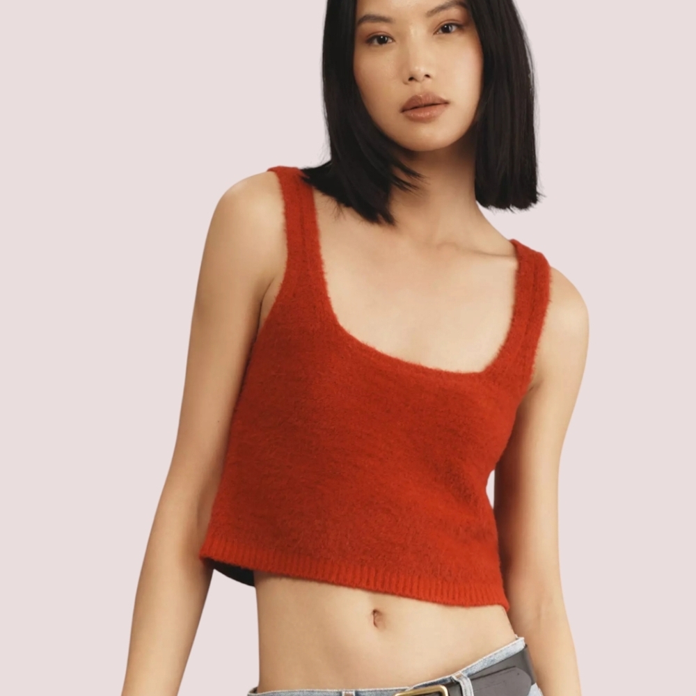 Anthropologie Pilcro Cropped Sweater Tank in Red S